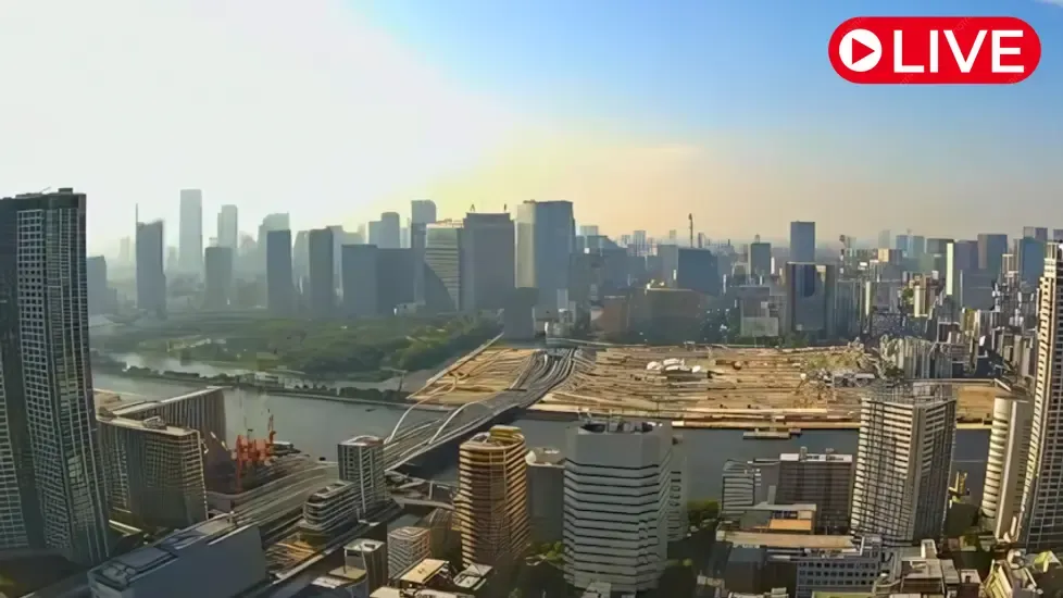 Zachód słońca w Tokio, Japonia kamera na żywo